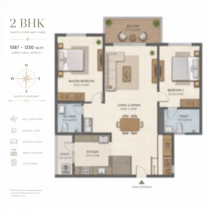 HM @ Yelahanka 2 BHK Vaastu-compliant floor plan layout HM @ Yelahanka 2 BHK Vaastu-compliant floor plan layout